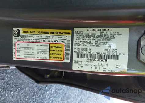 2013 Ford Fusion Se z USA, uszkodzony, nr VIN 3FA6P0H75DR277181